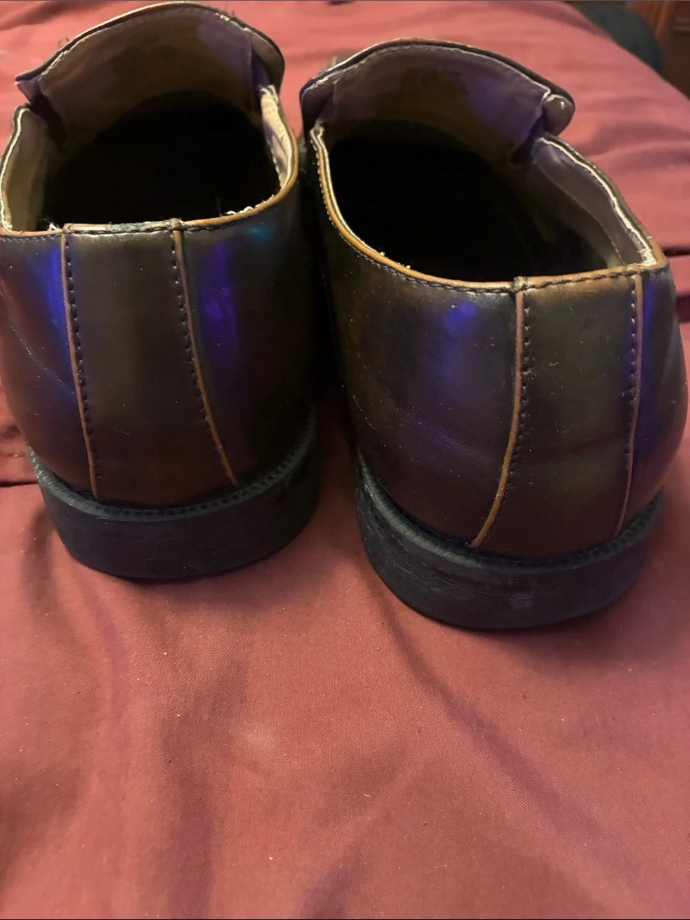 jf j.ferrar Men's Dark Brown Leather Slip-On Loafers
